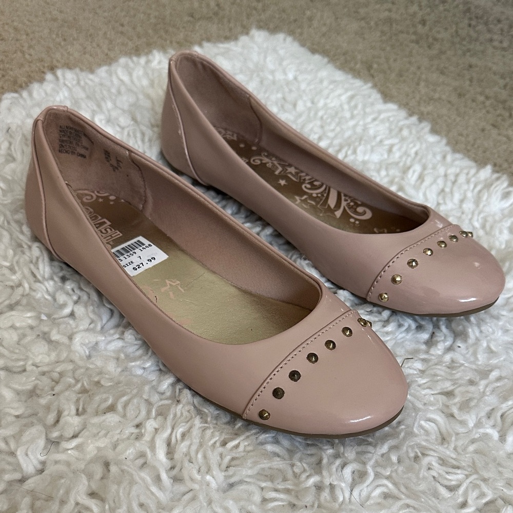 Brash Pink Studded Flats